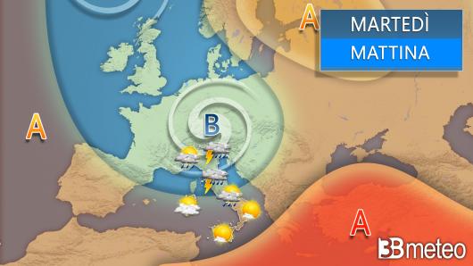 Meteo - Evoluzione martedì