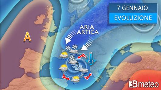 Meteo - Evoluzione per domenica 7 gennaio