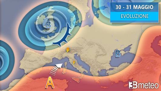 Meteo evoluzione per il 30-31 maggio
