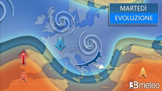 Meteo evoluzione per la giornata di martedì