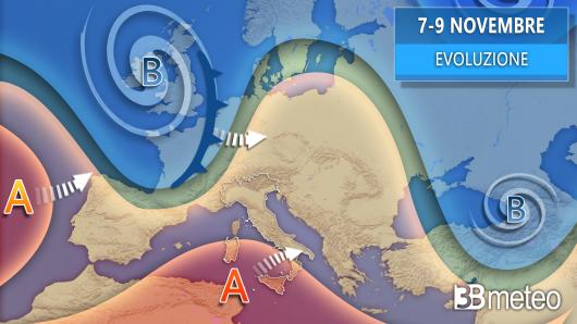 Meteo evoluzione per la prima metà della nuova settimana
