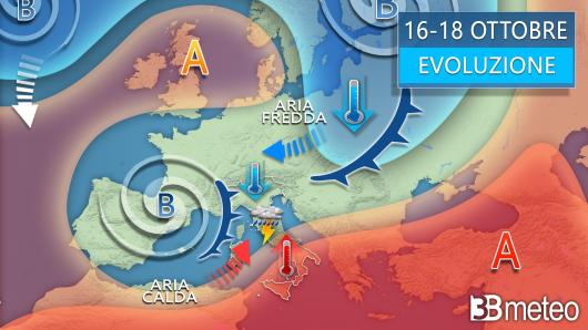 Meteo - Evoluzione prevista a inizio settimana