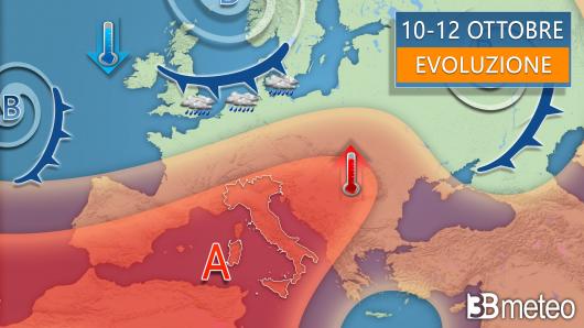 Meteo - Evoluzione prevista fino al 12 ottobre