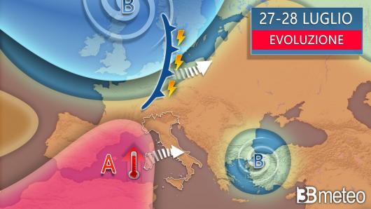 Meteo - Evoluzione prevista per il weekend 27-28 luglio