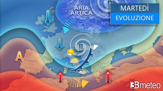 Meteo - Evoluzione prevista per martedì