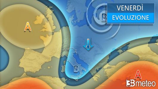 Meteo - Evoluzione prevista per venerdì 19 aprile