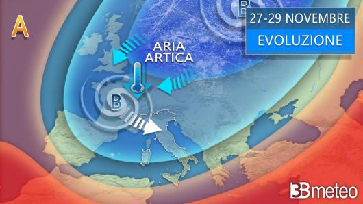 Meteo - Evoluzione prima parte della settimana tra lunedì e mercoledì