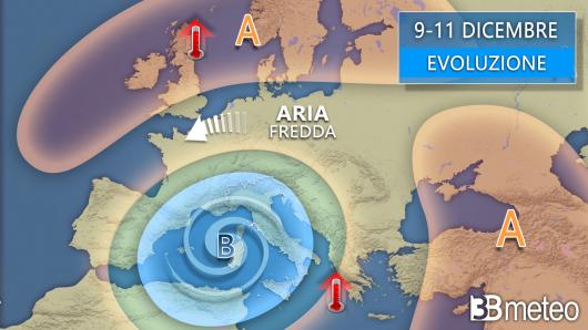 Meteo - Evoluzione prima parte settimana (9-11 dicembre)