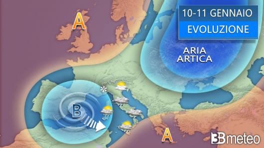 Meteo - Evoluzione tra 10 e 11 gennaio