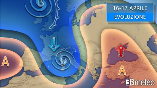 Meteo evoluzione tra 16 e 17 aprile