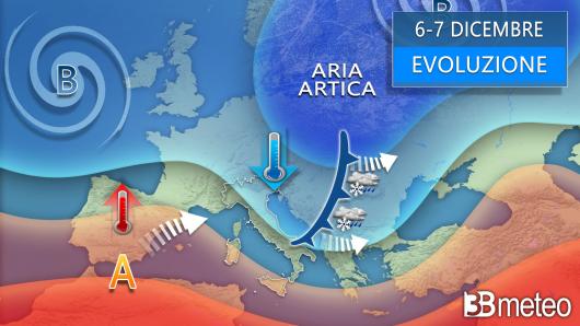 Meteo evoluzione tra 6 e 7 dicembre