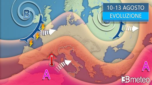 Meteo evoluzione tra giovedì 10 e il weekend 12-13 agosto