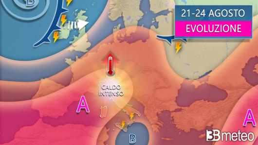 Meteo - Evoluzione tra lunedì e giovedì