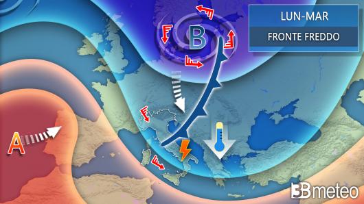 Meteo evoluzione tra lunedì e martedì