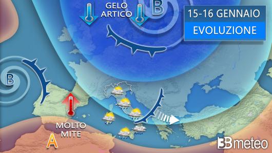 Meteo - Evoluzione tra lunedì e martedì