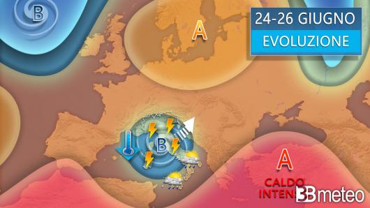 Meteo - Evoluzione tra lunedì e mercoledì