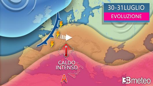 Meteo - Evoluzione tra martedì e mercoledì