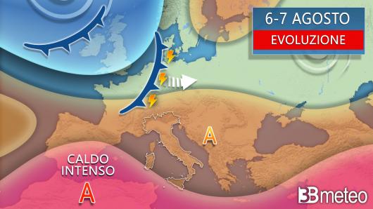 Meteo - Evoluzione tra martedì e mercoledì