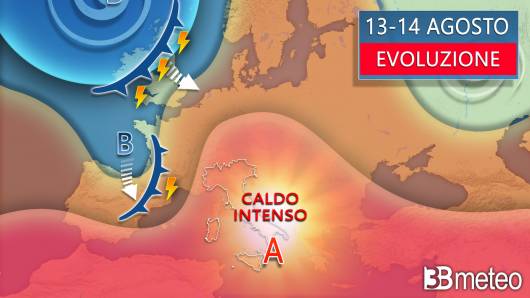 Meteo - Evoluzione tra martedì e mercoledì