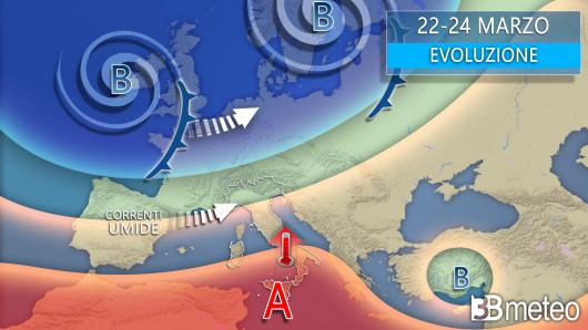 Meteo - Evoluzione tra martedì e venerdì