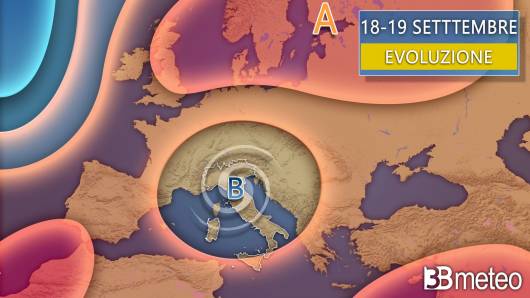 Meteo - Evoluzione tra mercoledì 18 e giovedì 19 