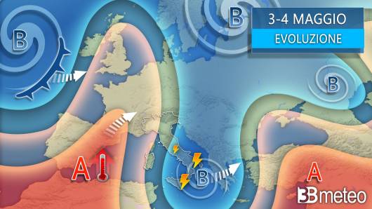 Meteo - Evoluzione tra mercoledì e giovedì