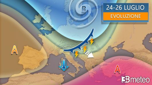 Meteo - Evoluzione tra mercoledì e venerdì