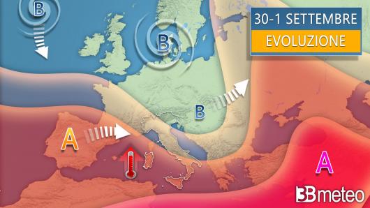 Meteo - Evoluzione tra mercoledì e venerdì (sinottica media)