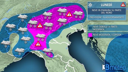 Meteo focus neve lunedì