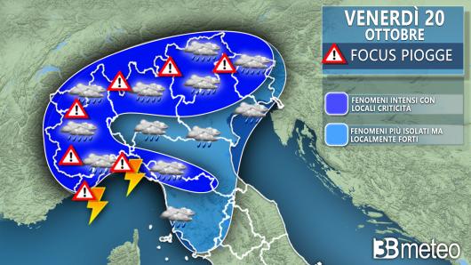Meteo - Focus piogge per venerdì 20 ottobre