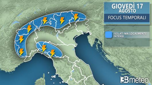 Meteo - Focus temporali giovedì