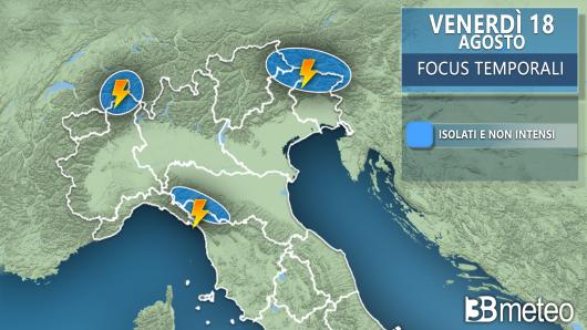 Meteo - Focus temporali venerdì
