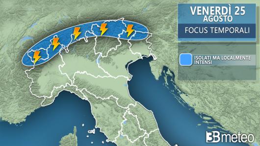Meteo - Focus temporali venerdì