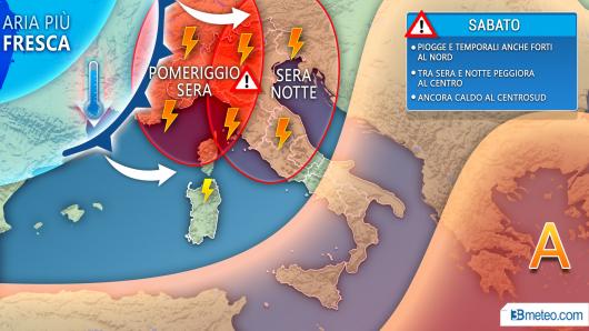 Meteo: Forte maltempo in arrivo al Nord e su parte del Centro