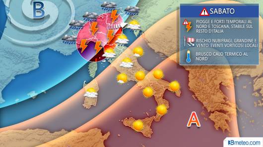 Meteo forti temporali sabato