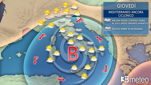 Meteo giovedì 18 novembre