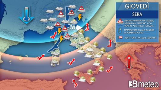 Meteo giovedì sera