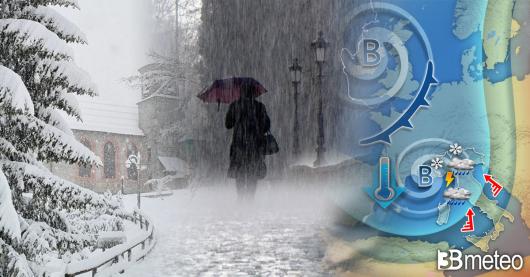 Meteo - Imminente nuova fase di maltempo con pioggia abbondante e tanta neve