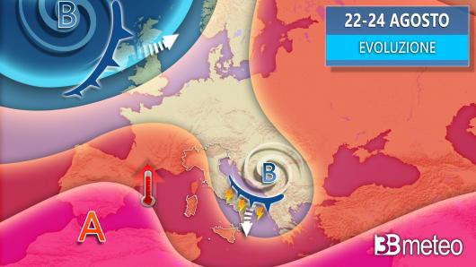 Meteo inizio settimana, vortice sui Balcani rinnova maltempo su parte della Penisola