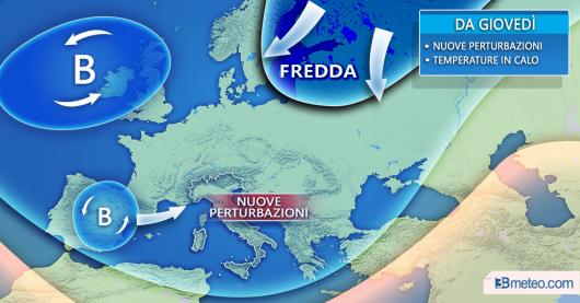 Meteo Italia: da giovedì nuove fasi di maltempo