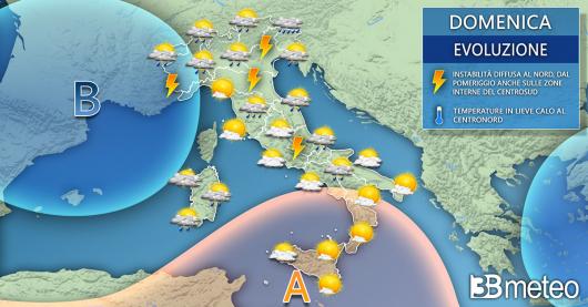 Meteo Italia domenica 4 giugno