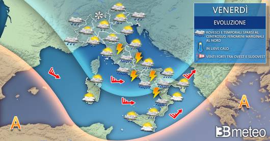 Meteo Italia: evoluzione prevista per venerdì