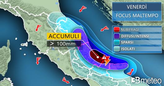 Meteo Italia: focus maltempo venerdì