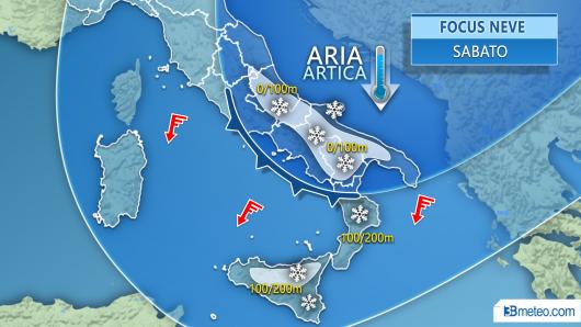Meteo Italia: focus neve sabato