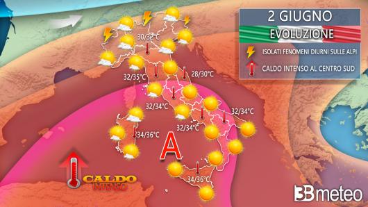 Meteo Italia giovedì 2 giugno