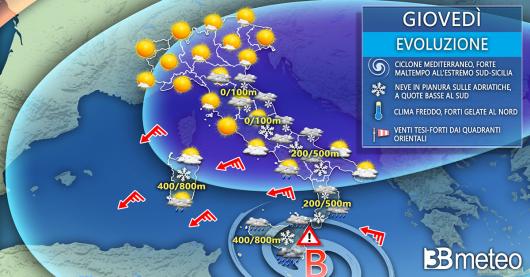 Meteo Italia giovedì 9 febbraio