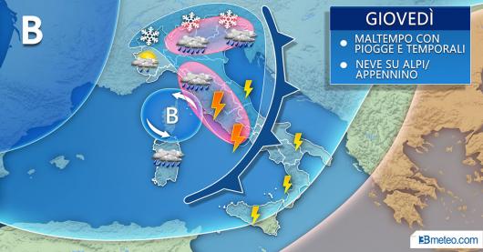Meteo Italia: giovedì fase clou del maltempo