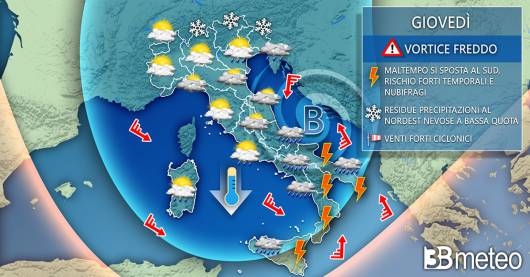 Meteo Italia: giovedì il maltempo si concentrerà soprattutto al Sud