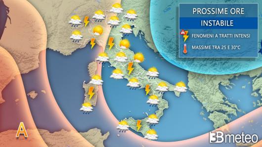 Meteo Italia giovedì prossime ore