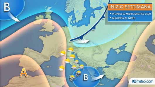 Meteo Italia: inizio settimana